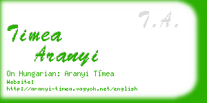 timea aranyi business card